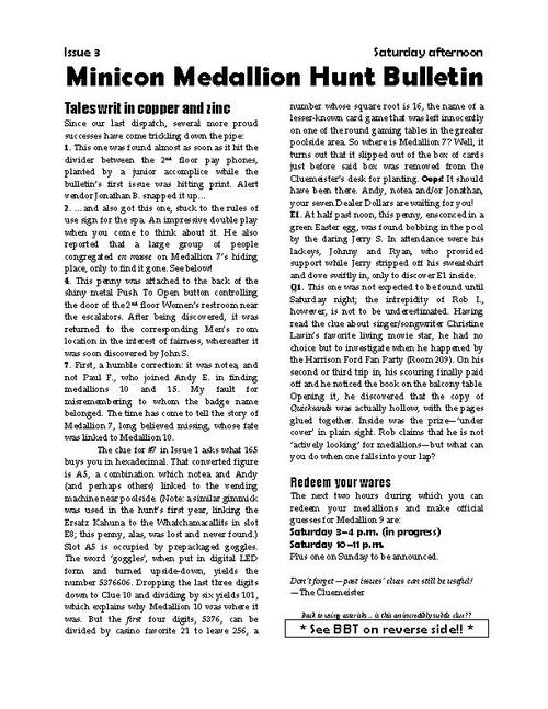 Medallion Hunt Bulletin 3